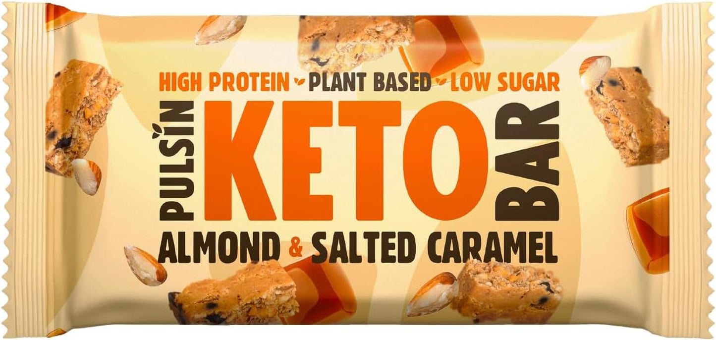 - Plant Based Keto Protein Bars - Low Carb - 50G X18-7.3G Protein, 5.6G Fibre, 5.1 Carbs - Palm Oil, Dairy and Gluten Free Snack Bar - Almond Salted Caramel