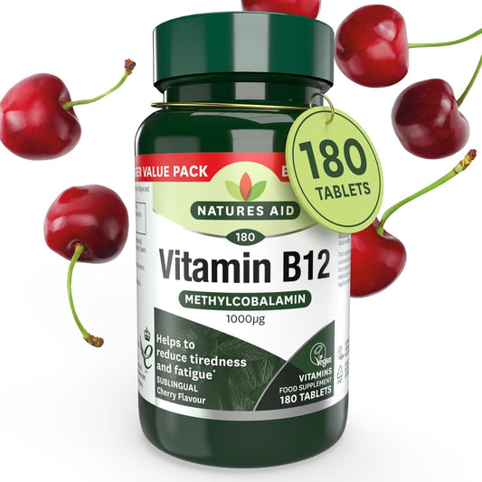 Vitamin B12-180 Tablets - High Strength 1000Μg Methylcobalamin Supplement for Energy Support and Reduction of Tiredness Fatigue - Vegan Vegetarian Gluten Free Not Gummies or Capsules