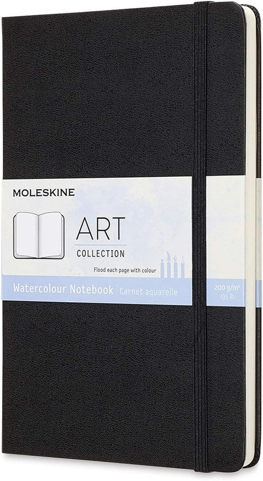 13 X 21 Cm Large Art Collection Watercolour Notebook Sketchbook Album for Drawing with Hard Cover, Paper Suitable for Water, Colours and Watercolour Pencils, Black, 72 Pages