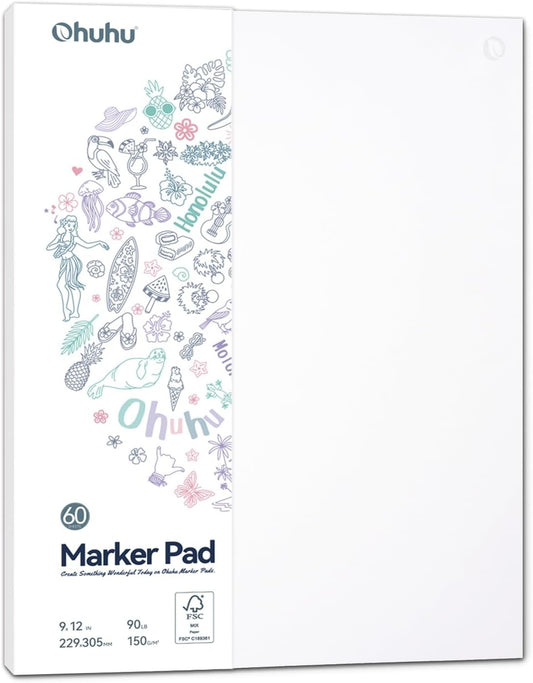 Sketchbook Bleedproof Double Sided, 60 Sheets/120 Pages of 150GSM Smooth Drawing Paper, 9"X12" Large Paper Size, Glue-Bound Art Book Marker Pad for Alcohol Markers Christmas